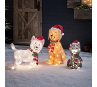 3 Décorations de Noël d'Extérieur Chat, Labrador et Westie Lumineux