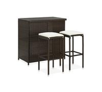 3-delige Barset poly rattan bruin313470