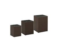 3-delige Bijzettafelset met glazen blad poly rattan bruin316380
