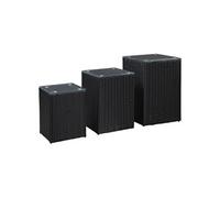 Tables d'Appoint 3 pcs et Dessus en Verre Gris Résine Tressée Salon vidaXL