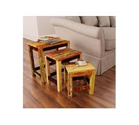 Set de 3 tables basses gigognes antique vintage Tables gigognes en bois vidaXL