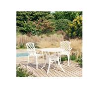 Vidaxl Ensemble De Bistro 3 Pcs Aluminium Coulé Blanc