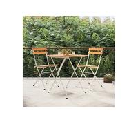 Ensemble de bistro pliable 3 pcs Bois d'acacia solide et acier, ensemble de bistrot, table et chaises de jardin, ensemble bistrot d'extérieur