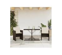 3-delige Bistroset met kussens poly rattan bruin365065