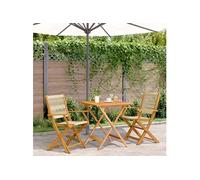 3-delige Bistroset polypropeen en massief hout beige3281879