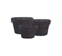 vidaXL Jeu 3 paniers empilables à bois de chauffage Marron foncé Saule