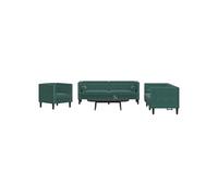 Vidaxl Ensemble De Canapé Chesterfield Et Traversins 3 Pcs Vert Foncé