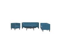 vidaXL Ensemble de canapé Chesterfield et traversins 3pcs bleu velours, canapé, siège de canapé, canapé relax, canapé 3209289