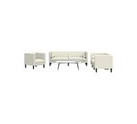 3-delige Loungeset Chesterfield met bolsters fluweel crÃmekleur3209288
