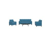 Vidaxl Ensemble De Canapés 3pcs Et Coussins Et Traversins Bleu Velours Multicolore