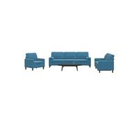 Vidaxl Ensemble De Canapés 3pcs Et Coussins Et Traversins Bleu Velours Multicolore