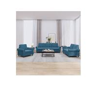 vidaXL Ensemble de canapés 3 pcs avec coussins Bleu velours
