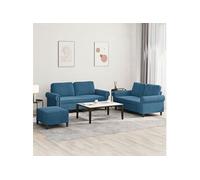 vidaXL Ensemble de canapés 3 pièces avec coussins Velours Bleu