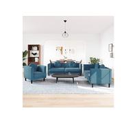 3-delige Loungeset met kussens fluweel blauw3209255