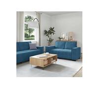 Vidaxl Ensemble De Canapés 3 Pcs Avec Coussins Bleu Velours