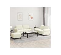 vidaXL 3-delige Loungeset met kussens fluweel crÃmekleurig3202228 Blanc