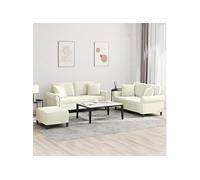 vidaXL 3-delige Loungeset met kussens fluweel crÃmekleurig3202248 Blanc