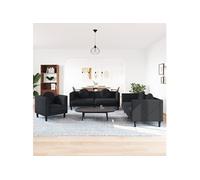 Ensemble de Canapés avec Coussins Meubles Salon 2 pcs Noir Velours vidaXL