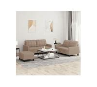 Vidaxl Ensemble De Canapés 3 Pcs Avec Coussins Cappuccino Similicuir