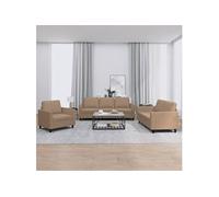 vidaXL Ensemble de canapés 3 pcs avec coussins, accoudoirs et dossier – Cappuccino Similicuir
