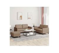 3-delige Loungeset met kussens kunstleer cappuccino3201759