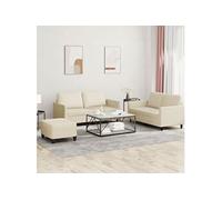 Vidaxl Ensemble De Canapés 3 Pcs Avec Coussins Crème Similicuir