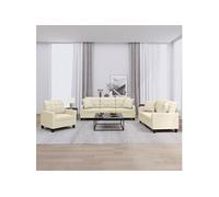 3-delige Loungeset met kussens kunstleer crÃmekleurig3201349