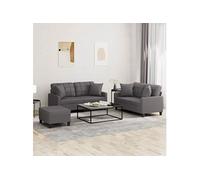 Ensemble de Canapés avec Coussins Sièges Salon 2 pcs Gris Similicuir vidaXL