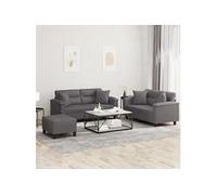 vidaXL Ensemble de canapés 3 pièces Similicuir gris avec coussins
