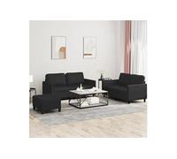 3-delige Loungeset met kussens kunstleer zwart3201755