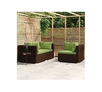 vidaXL Salon de jardin 3 pcs avec coussins Marron Résine tressée 317560