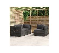 vidaXL 3-delige Loungeset met kussens poly rattan grijs317516 G