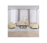 3-delige Loungeset met kussens stof crÃmekleurig3201554