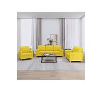 vidaXL 3-delige Loungeset met kussens stof lichtgeel3201263 Jaune G