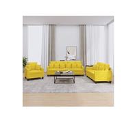 vidaXL 3-delige Loungeset met kussens stof lichtgeel3201637 Jaune G