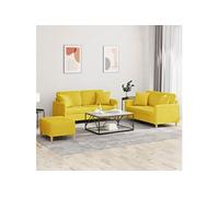 vidaXL 3-delige Loungeset met kussens stof lichtgeel3202115 Jaune G