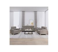 vidaXL Ensemble de canapés 3 pièces 3201559 – tissu avec coussins – taupe