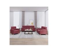 3-delige Loungeset met kussens stof wijnrood3201558