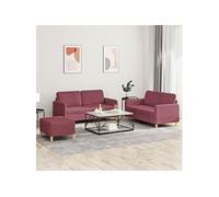 Vidaxl Ensemble De Canapés 3 Pcs Avec Coussins Rouge Bordeaux Tissu Rouge