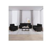 3-delige Loungeset met kussens stof zwart3201556