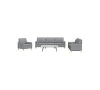 vidaXL Ensemble de canapés 3 pcs coussins décoratifs gris clair tissu, canapé, siège de canapé, canapé relax, canapé confort, fauteuil de télévision Gris