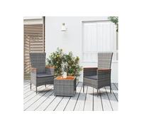 vidaXL 3-delige Loungeset poly rattan en massief acaciahout grijs3157652 Gris G