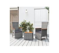 3-delige Loungeset poly rattan en massief acaciahout grijs3157654