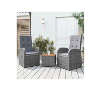 Ensemble de salon de jardin 2 pcs gris poly rotin et acacia vidaXL
