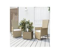 Ensemble de Salon de Jardin Extérieur 3 pcs Beige Poly Rotin et Acier vidaXL