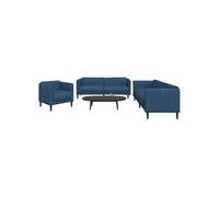 vidaXL Ensemble de canapés 3 pcs bleu tissu