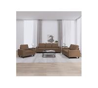 vidaXL Ensemble de canapés 3 pcs marron tissu