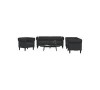 vidaXL Ensemble de canapés 3 pièces en tissu noir