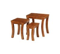 Table Gigogne 3pcs Bois Massif d'Acacia Marron Ensemble de Table Basse vidaXL