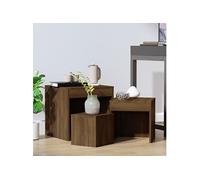 vidaXL 3-delige Tafeltjesset bewerkt hout bruin eikenkleur815227 Marron G